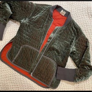 Anthropologie Green and Orange Bomber Jacket